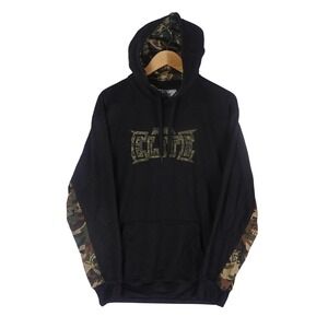 MMA Elite Mens Hoodie Black Camo Graphic Logo Polyester Sweatshirt Medium